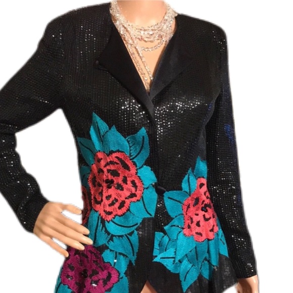 Vintage Jackets & Blazers - Vintage Neil Bieff Sequin Top Jacket